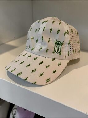 White & Green Cactus Print Baseball Cap